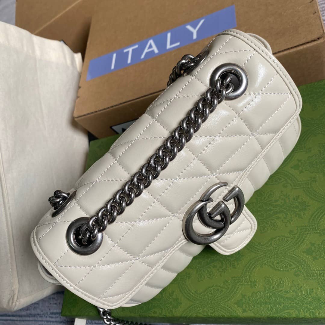 Gucci GG Marmont Mini Matelasse Shoulder Bag Replica White 446744 - DEEPREPS