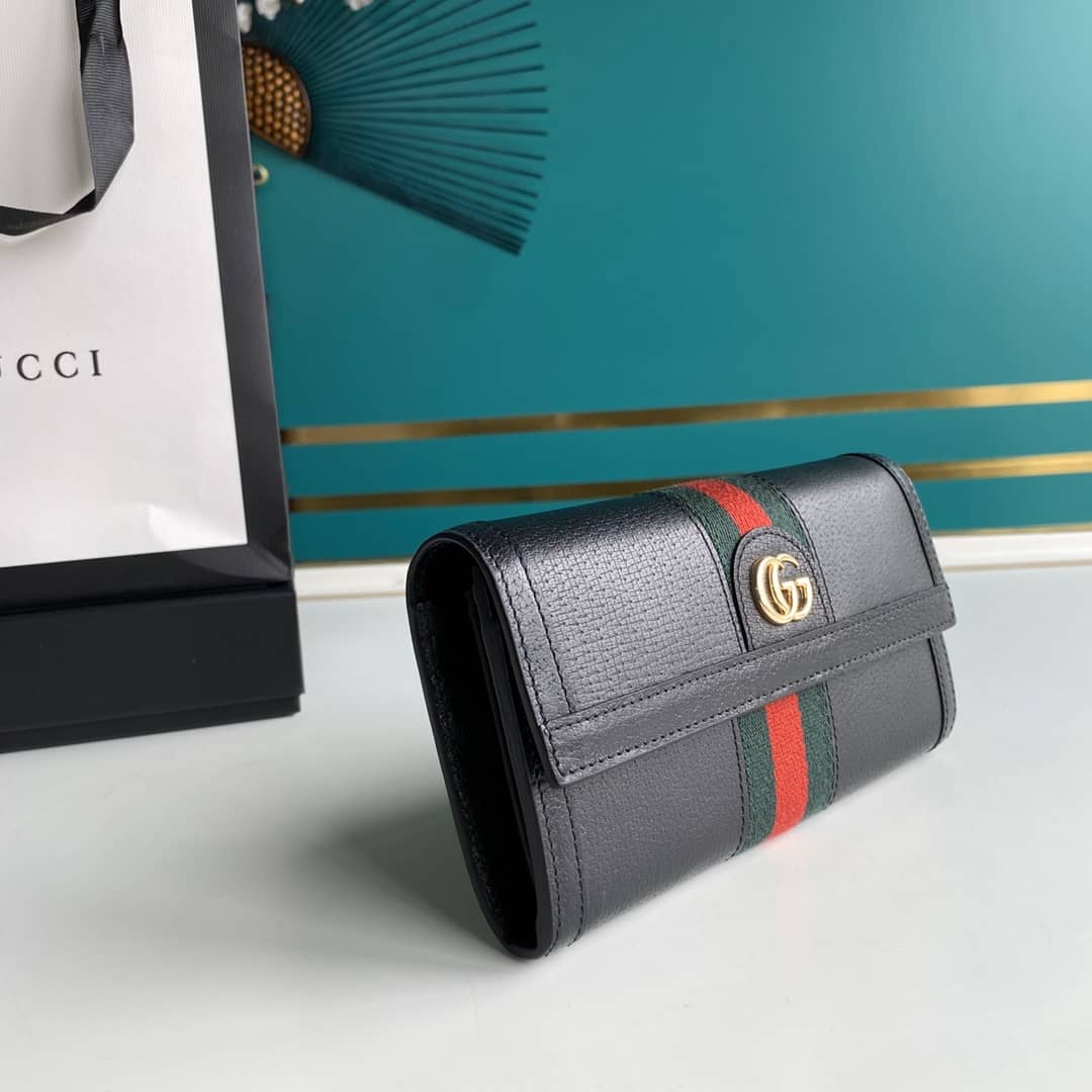 Gucci Continental Long Wallet Black Replica 523153 - DEEPREPS