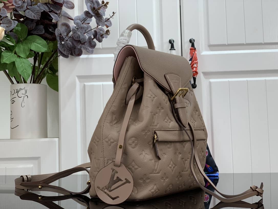 Louis Vuitton Ann Platt Montsouris PM Noir Leather Replica Backpack Beige M45205 - DEEPREPS