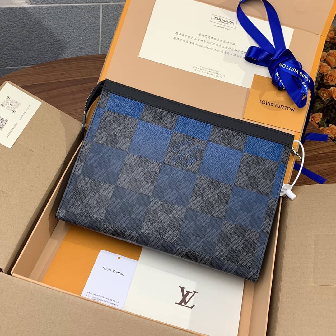 Louis Vuitton Pochette Voyage MM Damier Giant Canvas Replica Blue N60412 - DEEPREPS