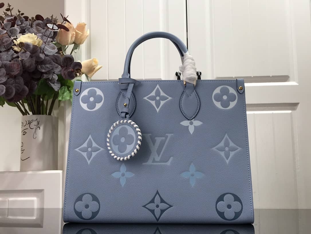 Louis Vuitton On the Go MM Monogram Empreinte Two-way Tote Replica Blue M45717 - DEEPREPS