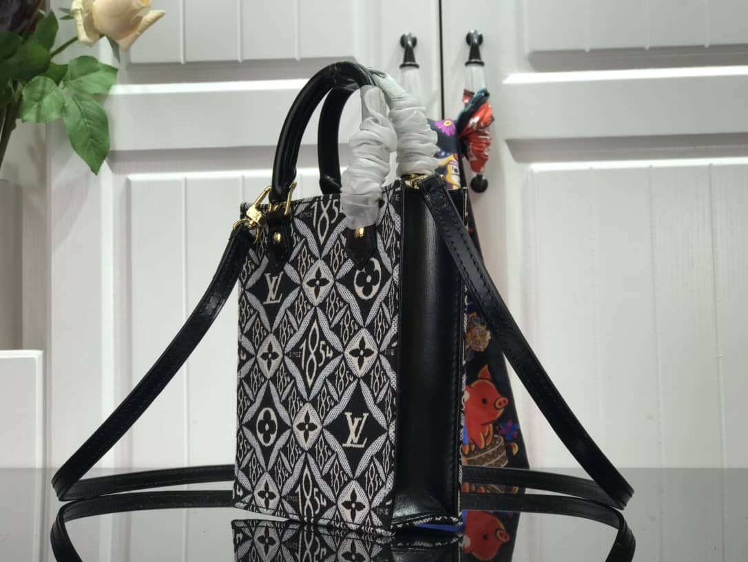 Louis Vuitton Monogram Petit Sac Plat 2Way Replica Shoulder Bag Black M69442 - DEEPREPS