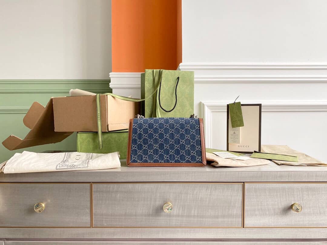 Gucci Dionysus Dupe  GG Supreme Dionysus Chain Shoulder Bag Replica Blue 400249 - DEEPREPS