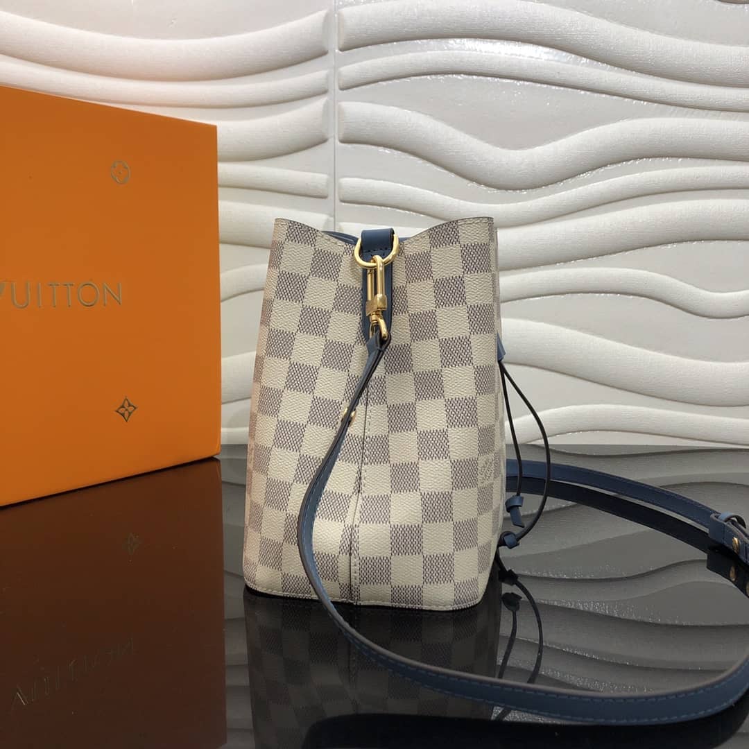 Louis Vuitton Noe Monogram Canvas Replica Bucket Bag Beige Blue - DEEPREPS