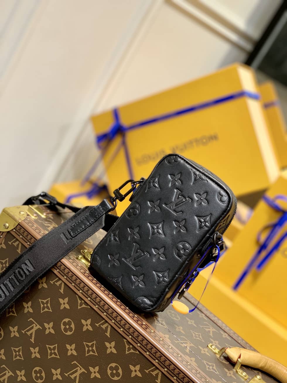 Louis Vuitton x Nigo Flap Double Pouch Black M81005 Replica Phone Bag - DEEPREPS