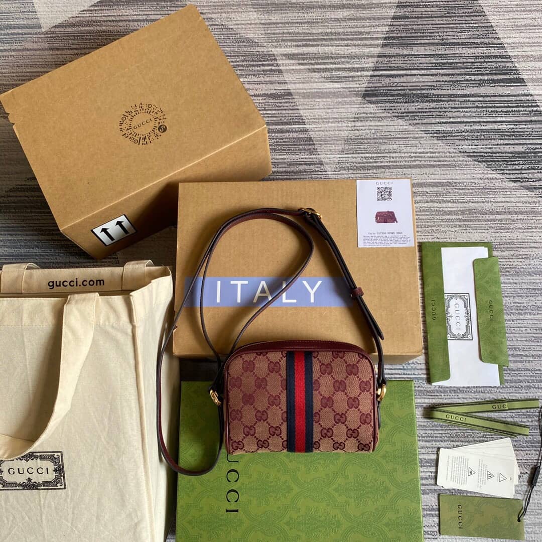 Gucci Ophidia GG Supreme Mini Shoulder Bag Replica Red 517350 - DEEPREPS