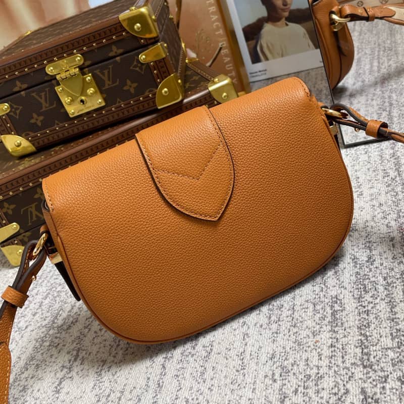 Louis Vuitton Pont 9 Soft MM Grained Calfskin Leather Replica Bag Orange M58968 - DEEPREPS