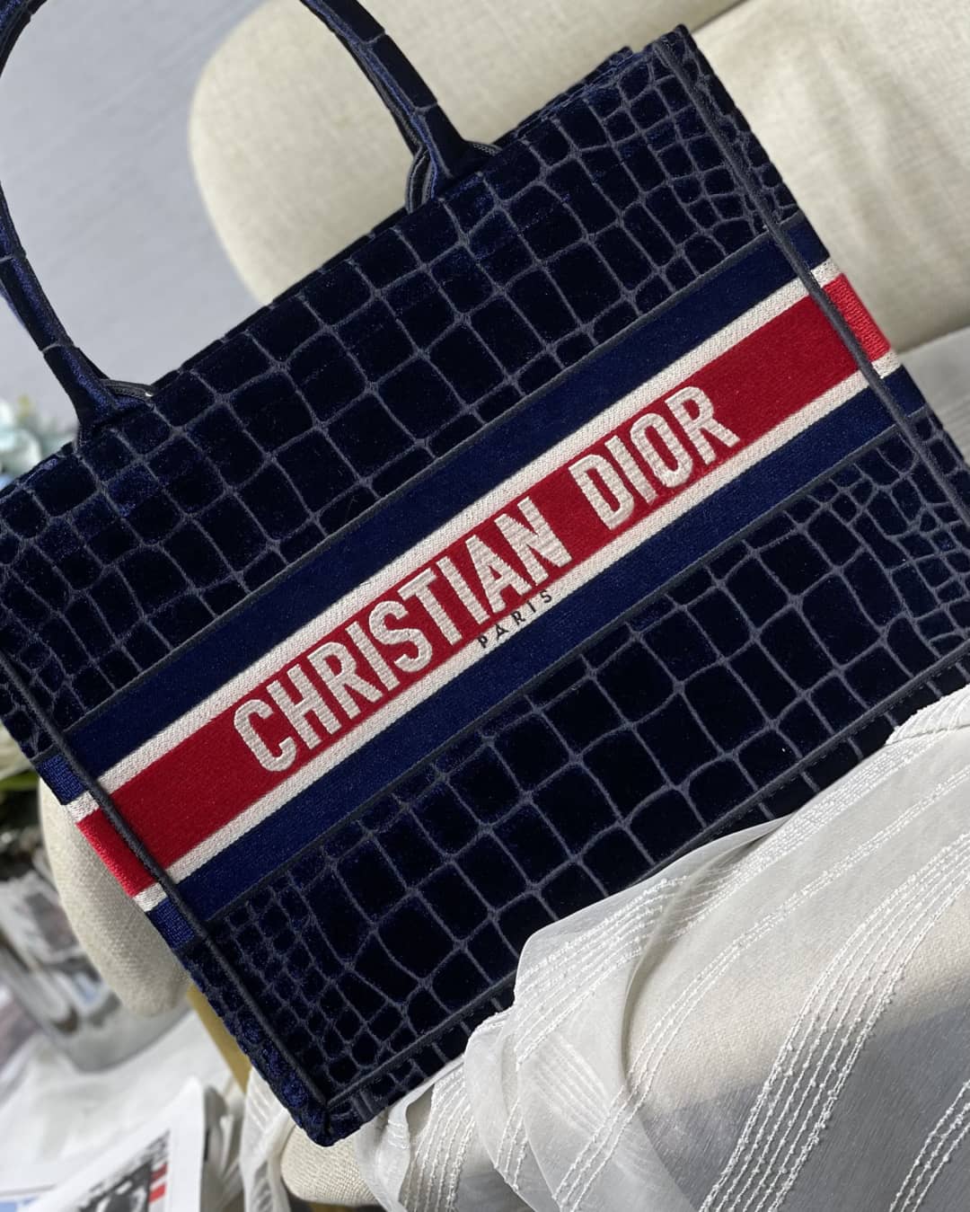 Christian Dior Tote Bag Dupe CD Book Embroidery - DEEPREPS