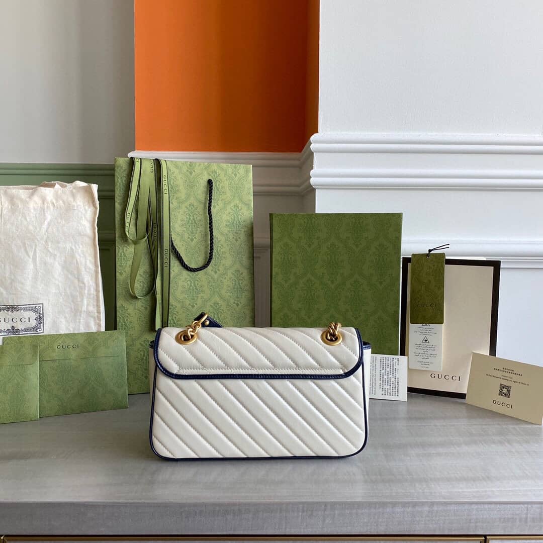 Gucci GG Marmont Matelasse Shoulder Bag Replica White 443497 - DEEPREPS