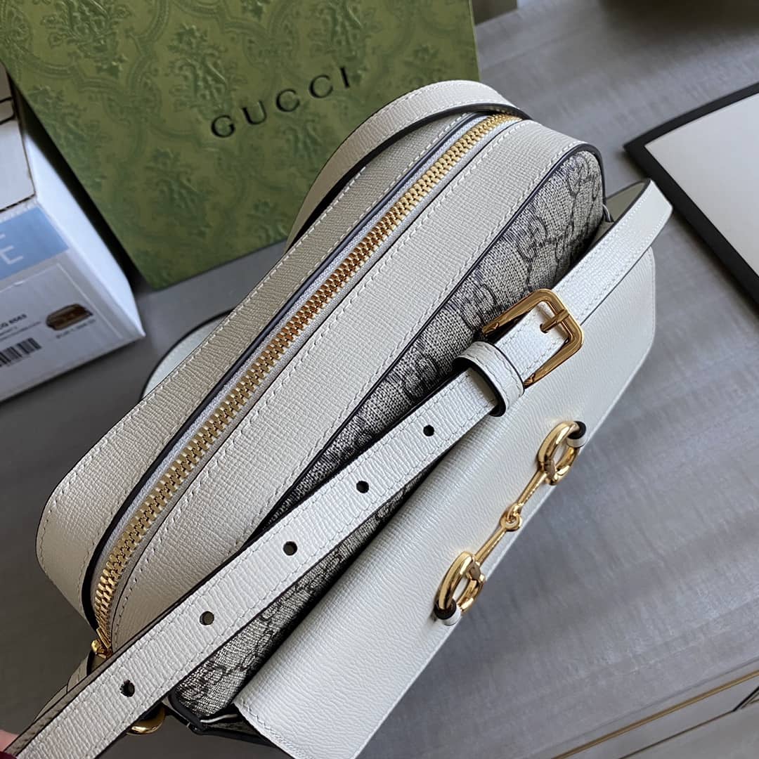 Gucci Horsebit 1955 GG Crossbody Bag Replica Gray White 645454 - DEEPREPS