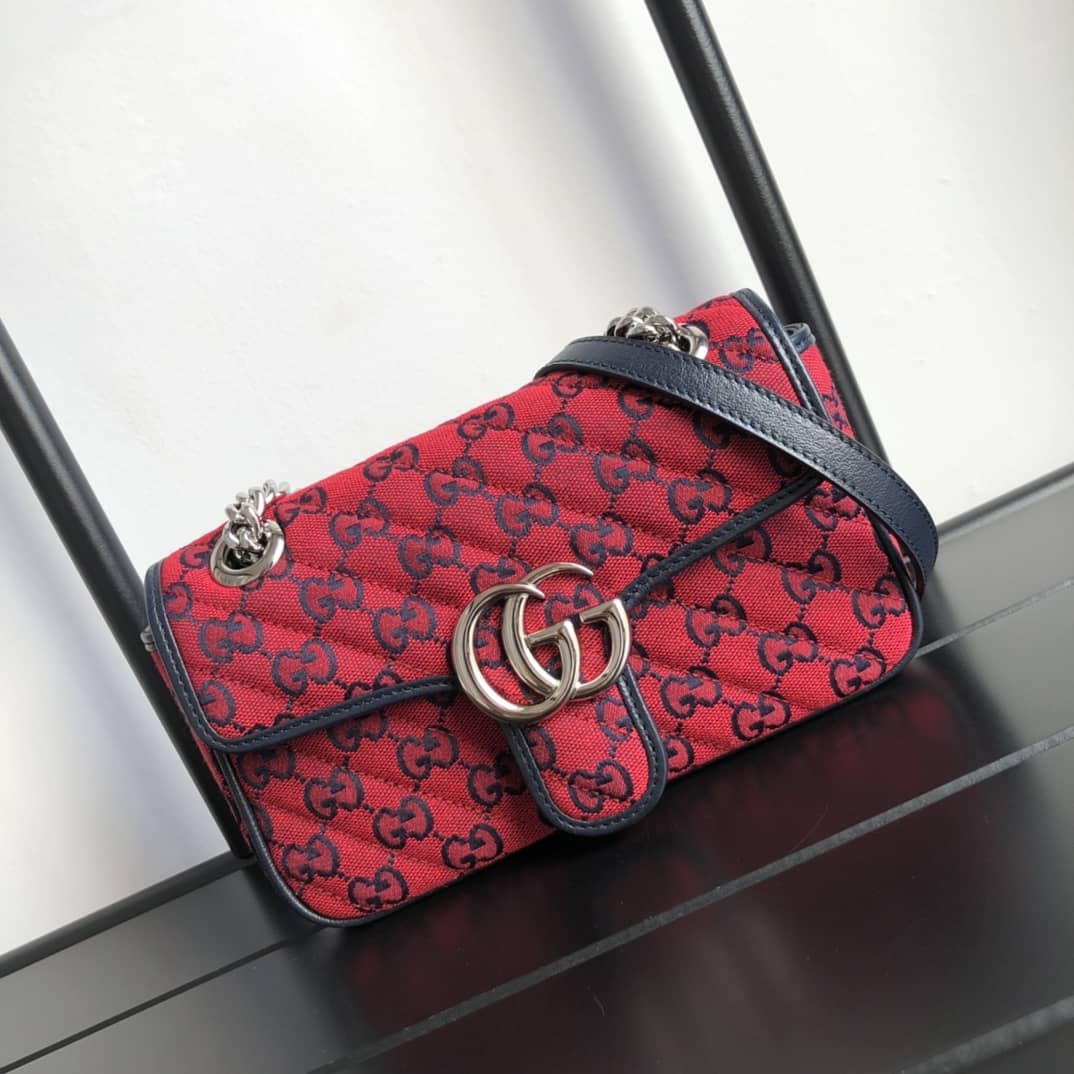Gucci GG Marmont Mini Matelasse Shoulder Bag Replica Red 446744 - DEEPREPS