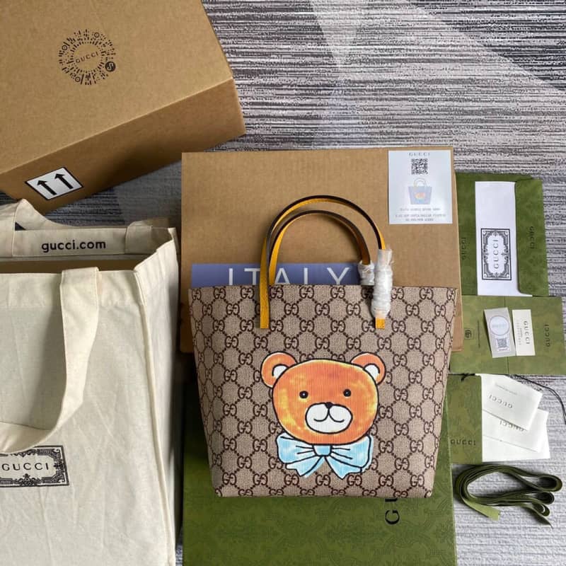 Gucci Children GG Supreme Canvas Replica Tote Brown 410812 - DEEPREPS