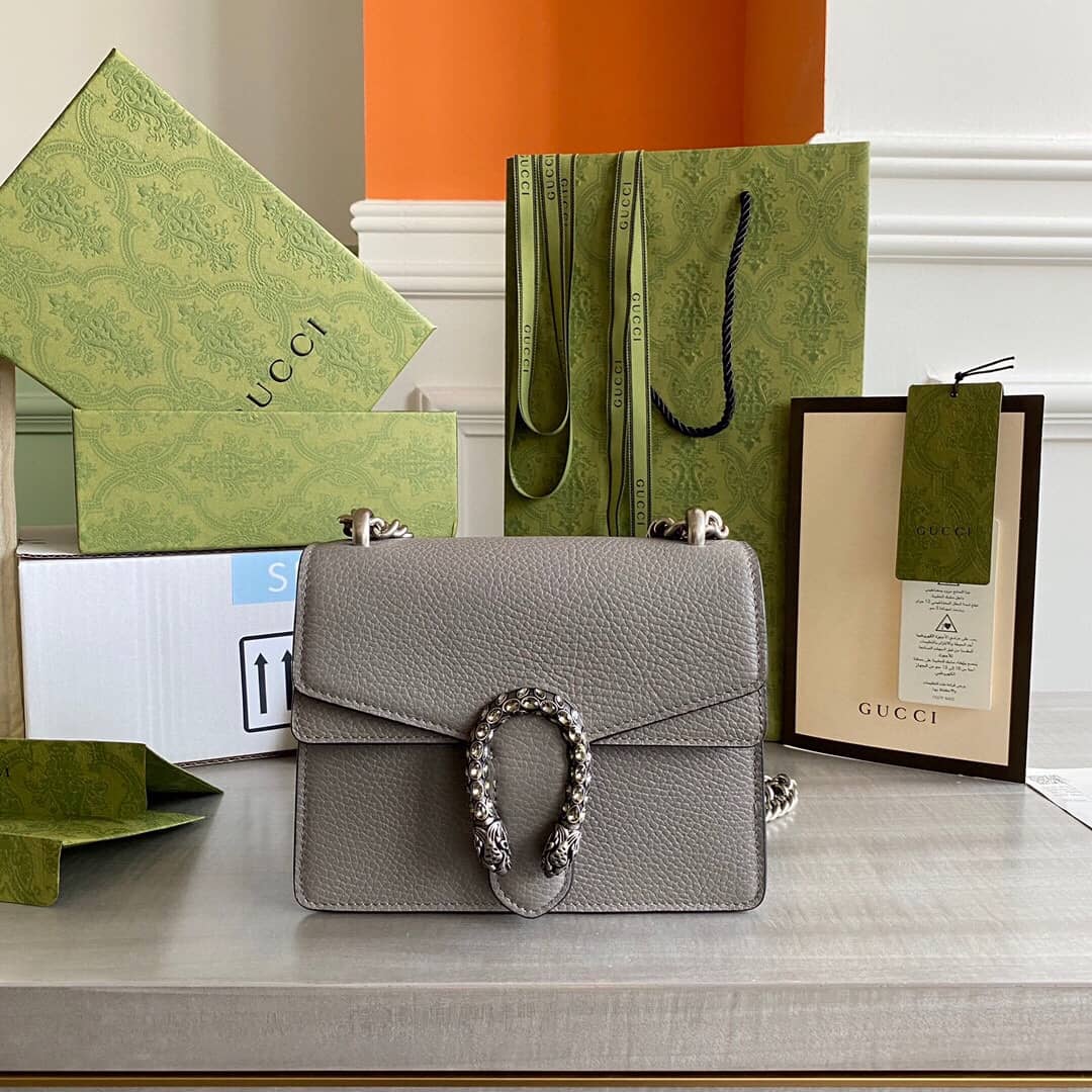 Gucci Dionysus Dupe GG Supreme Dionysus 2way Mini Chain Shoulder Bag Replica Gray 421970 - DEEPREPS
