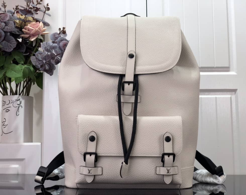 Louis Vuitton Christopher Slim Taurillon Leather White M58644 Replica Backpack - DEEPREPS
