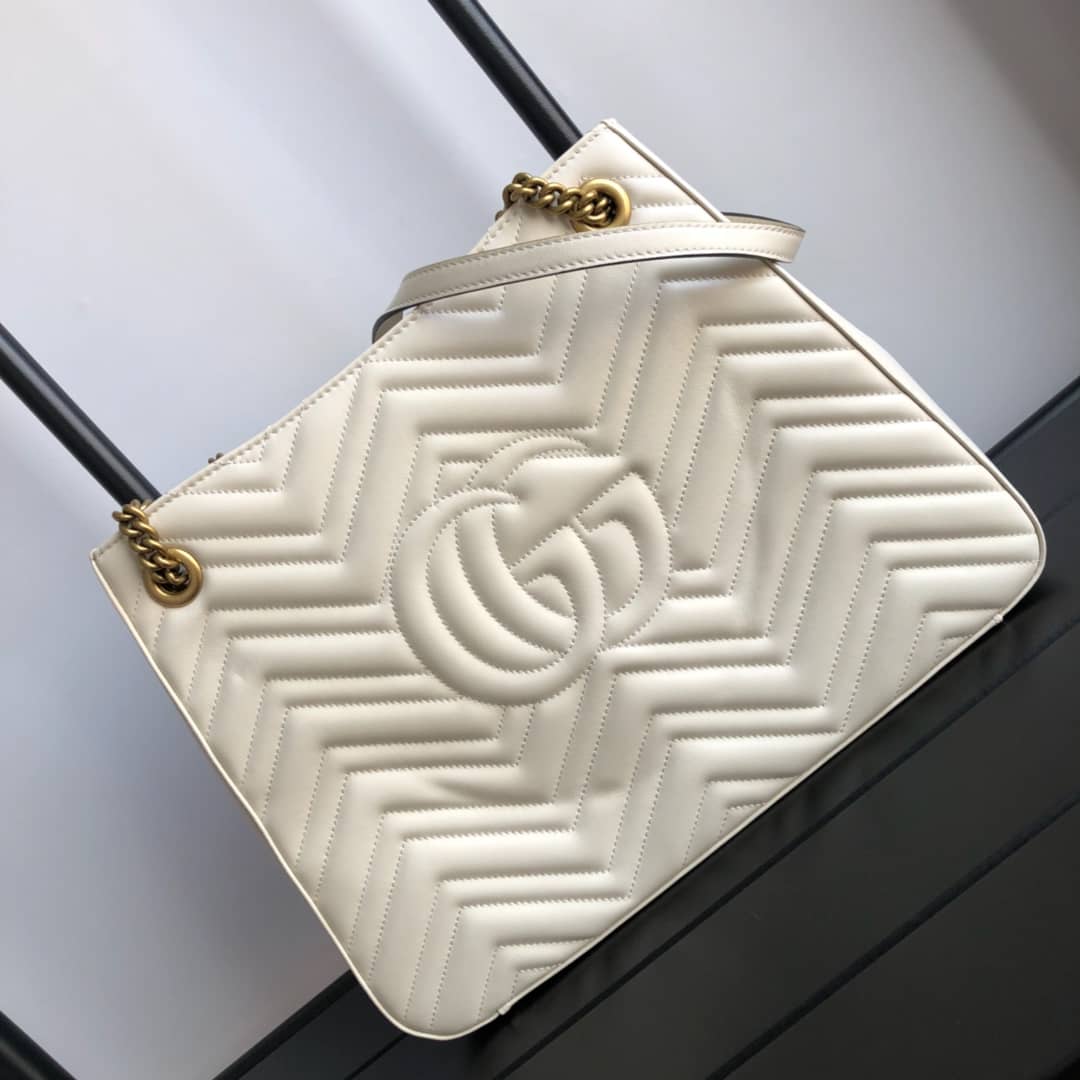 Gucci GG Marmont Chain Shoulder Bag Replica White 453569 - DEEPREPS