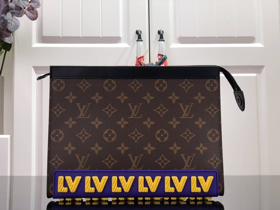 Louis Vuitton Monogram Eclipse Canvas Replica Pochette Voyage MM Brown M61692 - DEEPREPS