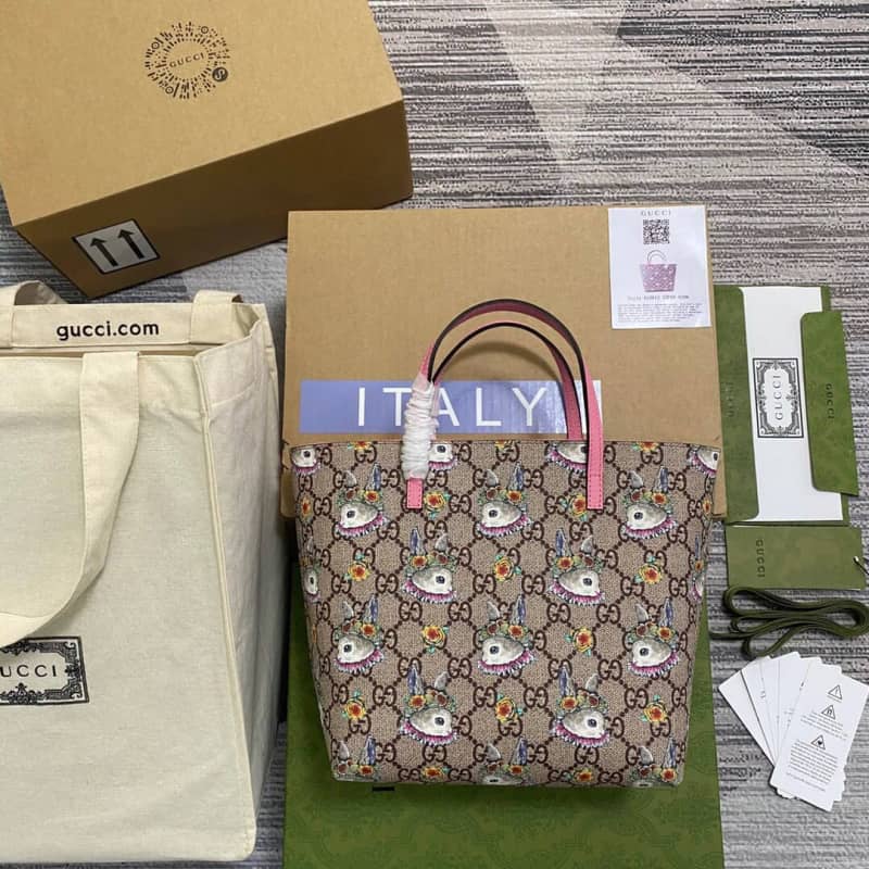 Gucci Children GG Supreme Canvas Replica Tote Brown 410812 - DEEPREPS