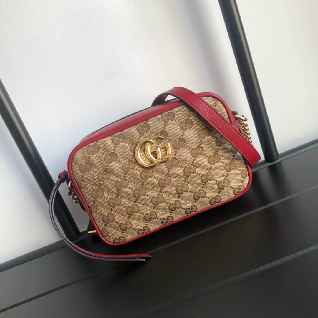 Gucci GG Marmont Matelassé Mini Bag Replica Brown 448065 - DEEPREPS