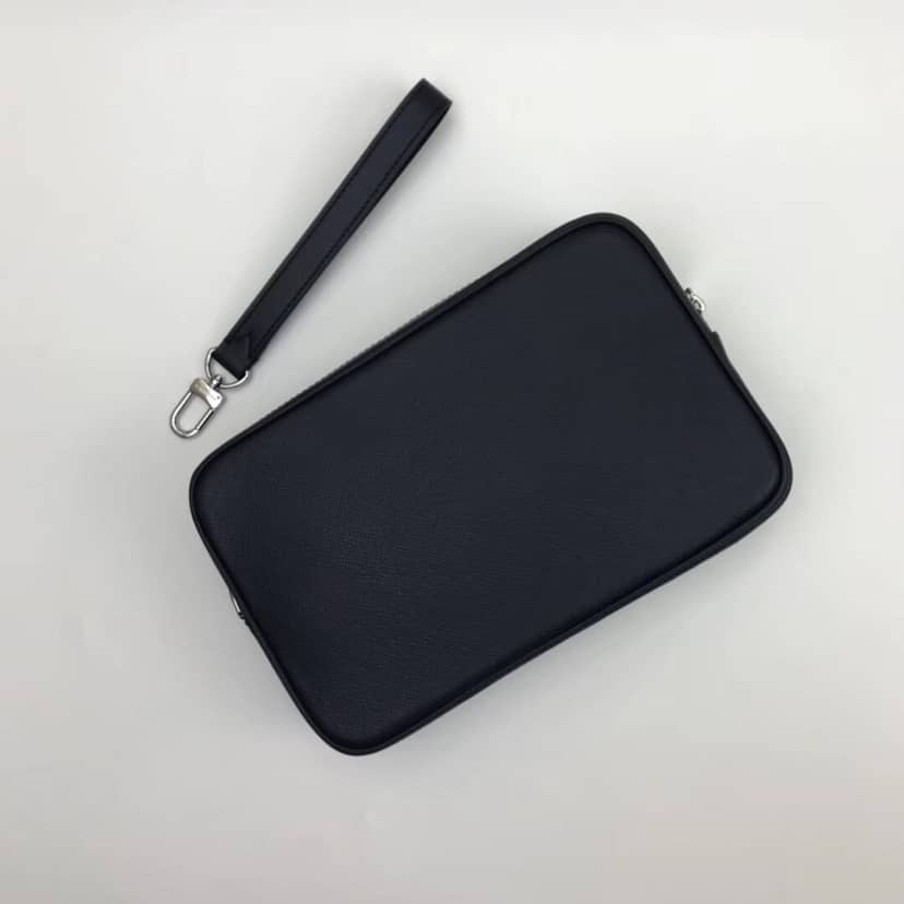 Louis Vuitton Kasai Taiga Leather Canvas Replica Clutch Blue M33410 - DEEPREPS