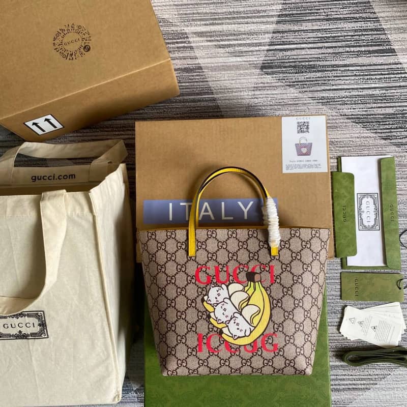 Gucci Children GG Supreme Canvas Replica Tote Brown 410812 - DEEPREPS