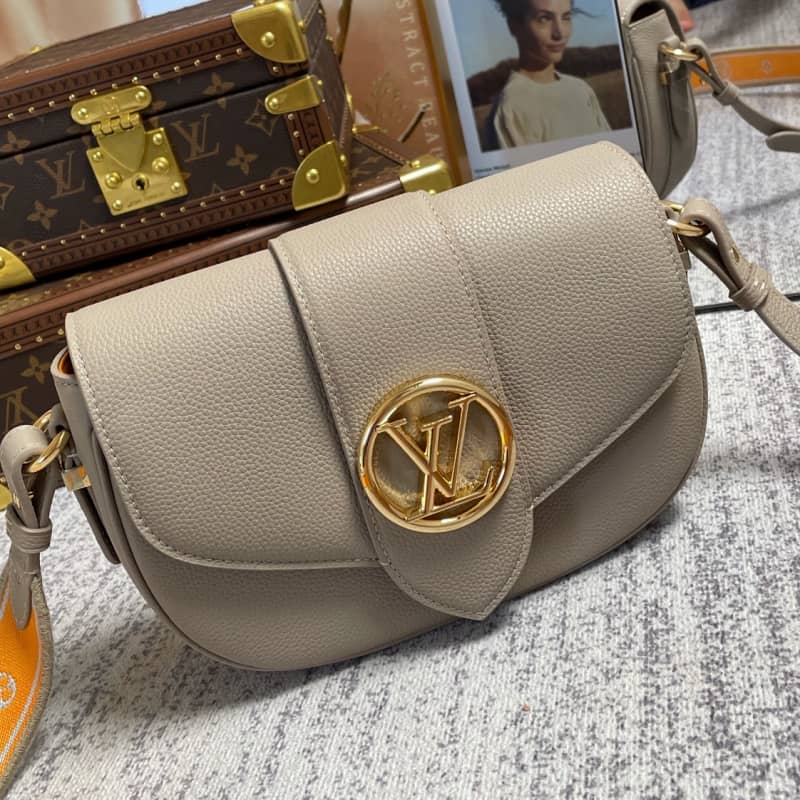 Louis Vuitton Pont 9 Soft MM Grained Calfskin Leather Replica Bag Brown M58968 - DEEPREPS