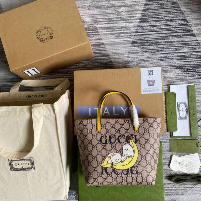 Gucci Children GG Supreme Canvas Replica Tote Brown 410812 - DEEPREPS
