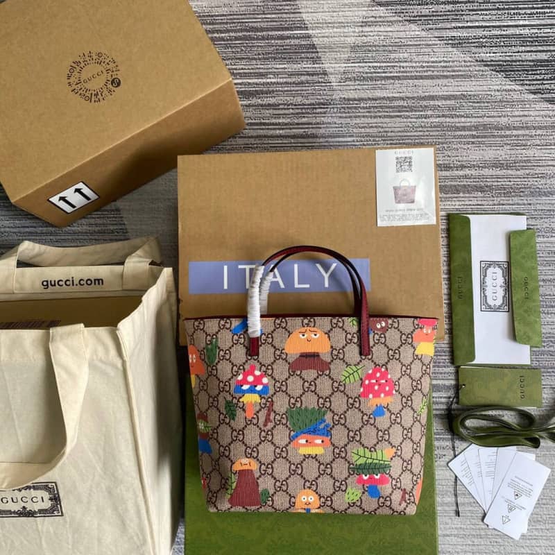 Gucci Children GG Supreme Canvas Replica Tote Brown 410812 - DEEPREPS