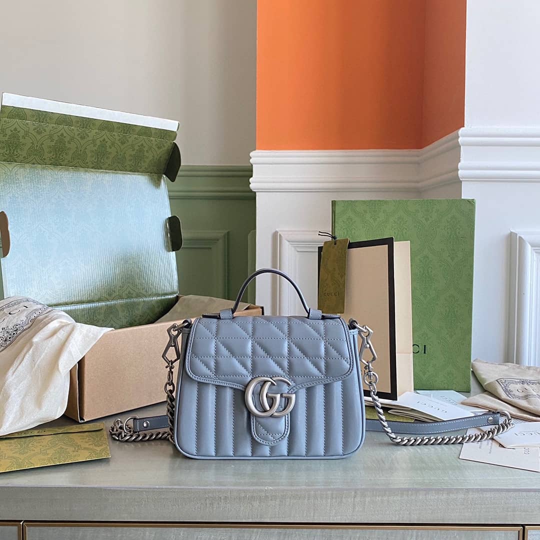 Gucci GG Marmont Canvas Mini Top Handle Crossbody Bag 583571 Replica - DEEPREPS