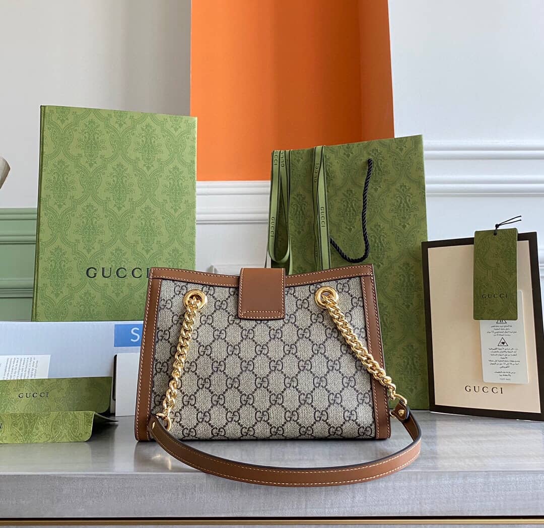 Gucci Padlock Small GG Supreme Canvas Shoulder Bag Replica Brown 498156 - DEEPREPS