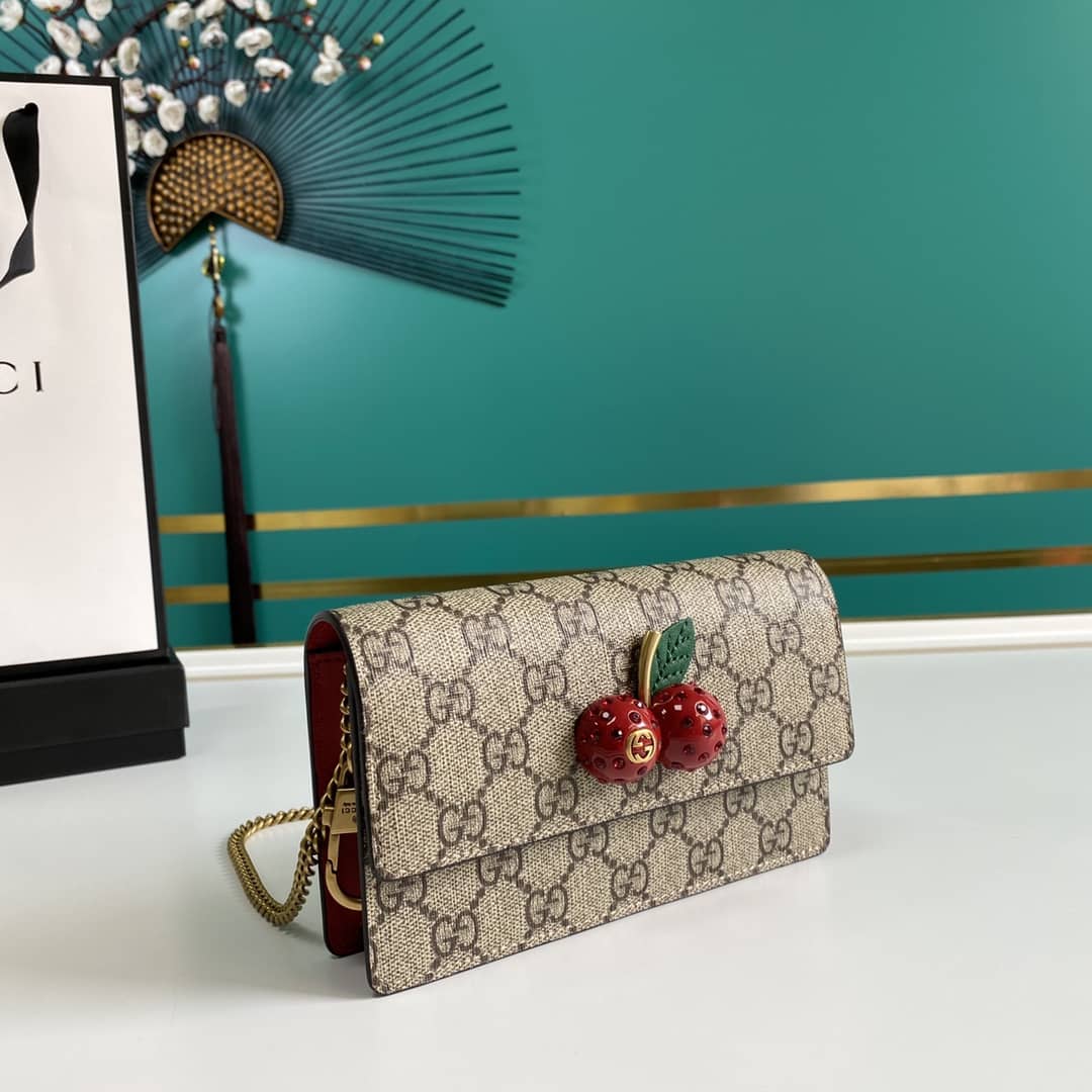 Gucci Supreme GG Mini Bag With Cherries Replica 481291 - DEEPREPS