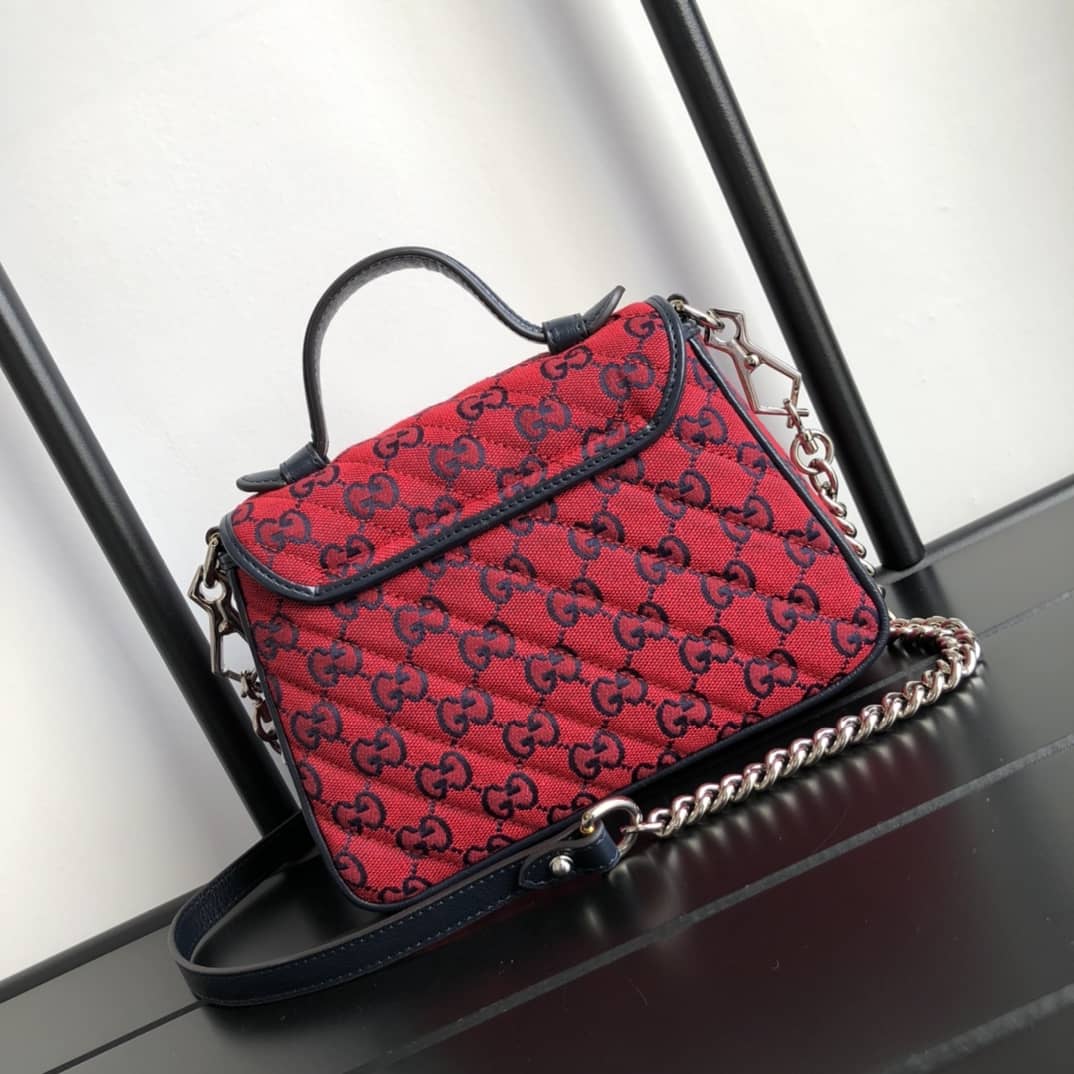 Gucci GG Marmont Mini Top Handle Bag Replica Red 583571 - DEEPREPS