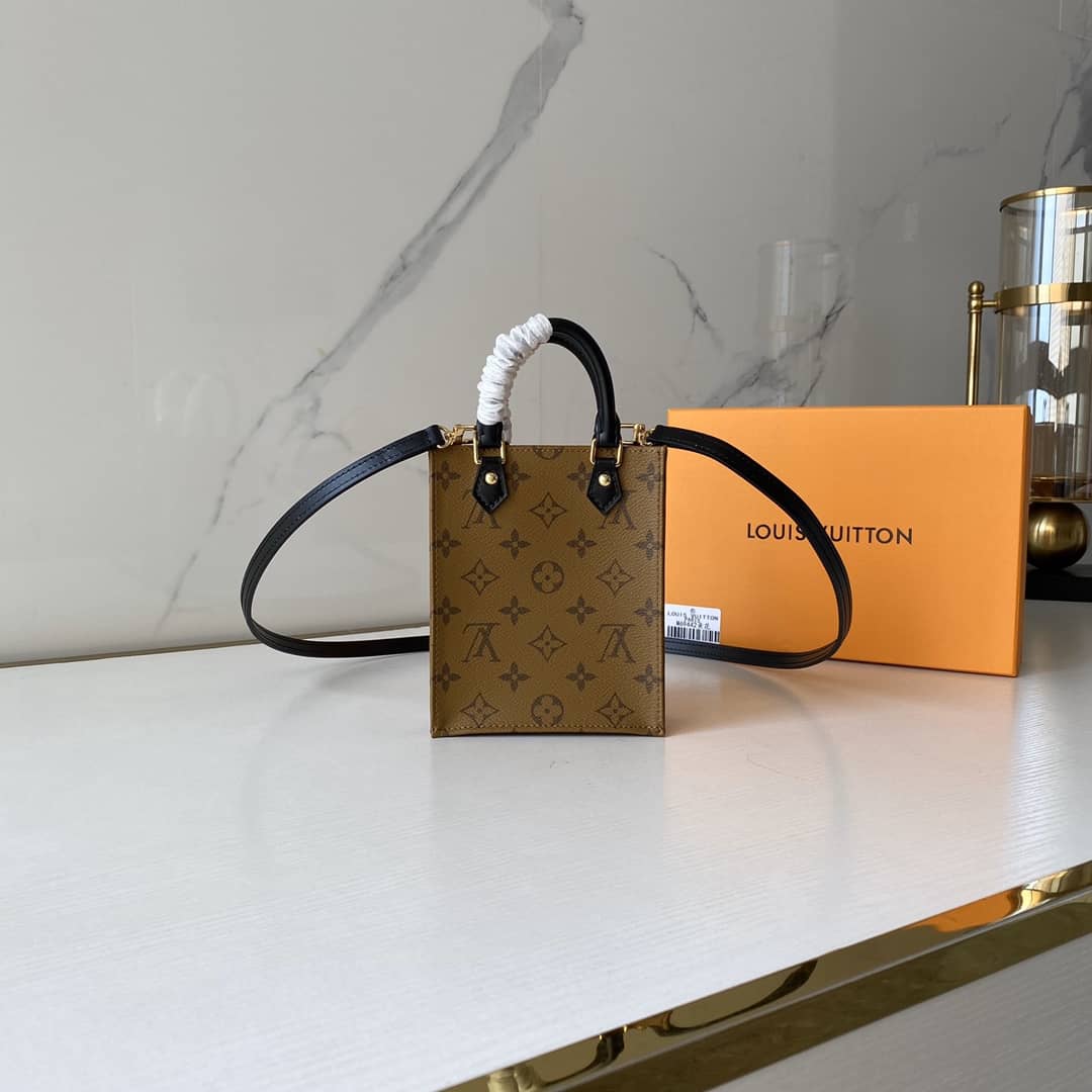 Louis Vuitton Monogram Petit Sac Plat 2Way Replica Shoulder Bag Brown M69442 - DEEPREPS