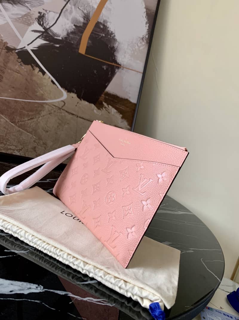 Louis Vuitton Pochette Melanie MM Monogram Empreinte Replica Clutch Pink M68705 - DEEPREPS