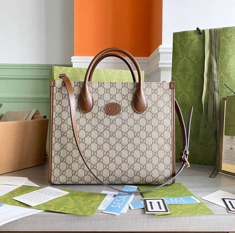 Gucci Canvas GG Supreme Small Tote Replica Gray 659983 - DEEPREPS