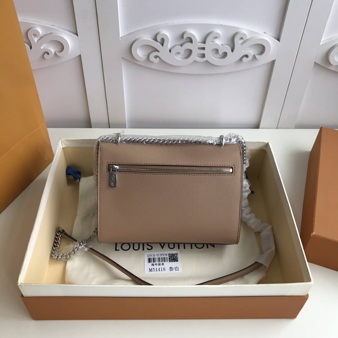 Louis Vuitton MyLockMe BB Calf Chain Replica Shoulder Bag Apricot White M51418 - DEEPREPS