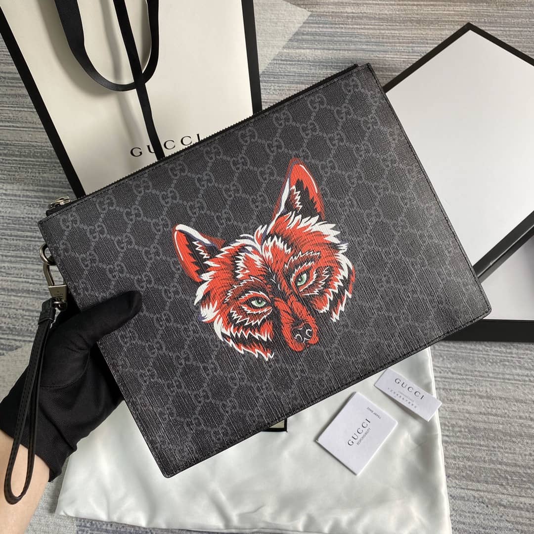 Gucci Animarie Wolf GG Supreme Clutch Replica 547084 - DEEPREPS