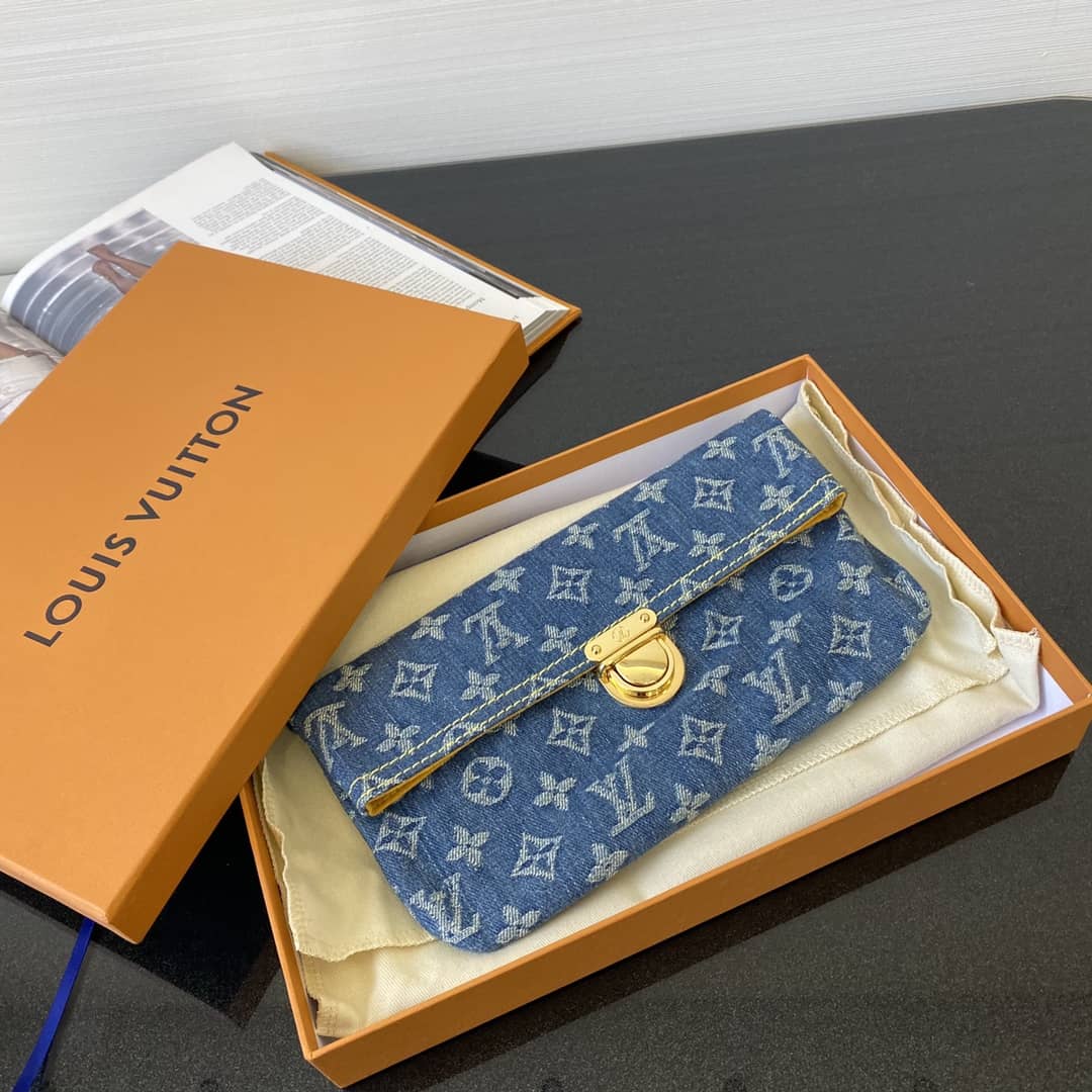 Louis Vuitton Denim Clutch Vintage Replica Bag Blue M44472 - DEEPREPS