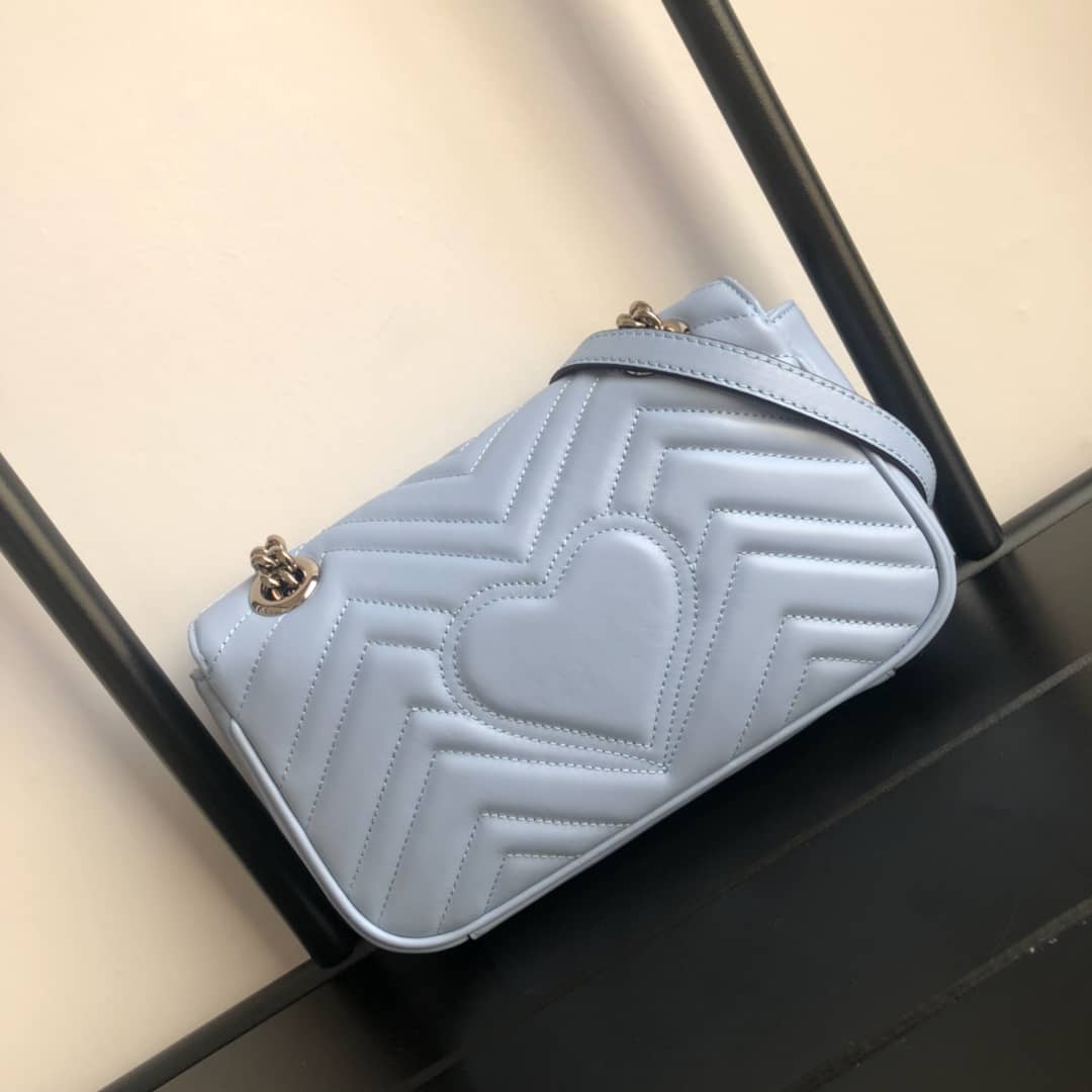 Gucci GG Marmont Mini Matelasse Shoulder Bag Replica Blue 446744 - DEEPREPS