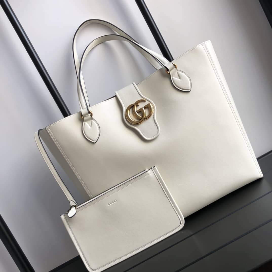 Gucci Medium With Double G Tote Replica White 649577 - DEEPREPS