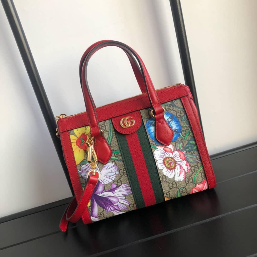 Gucci GG Supreme Ophidia Small Tote Shoulder Bag Replica Red 547551 - DEEPREPS