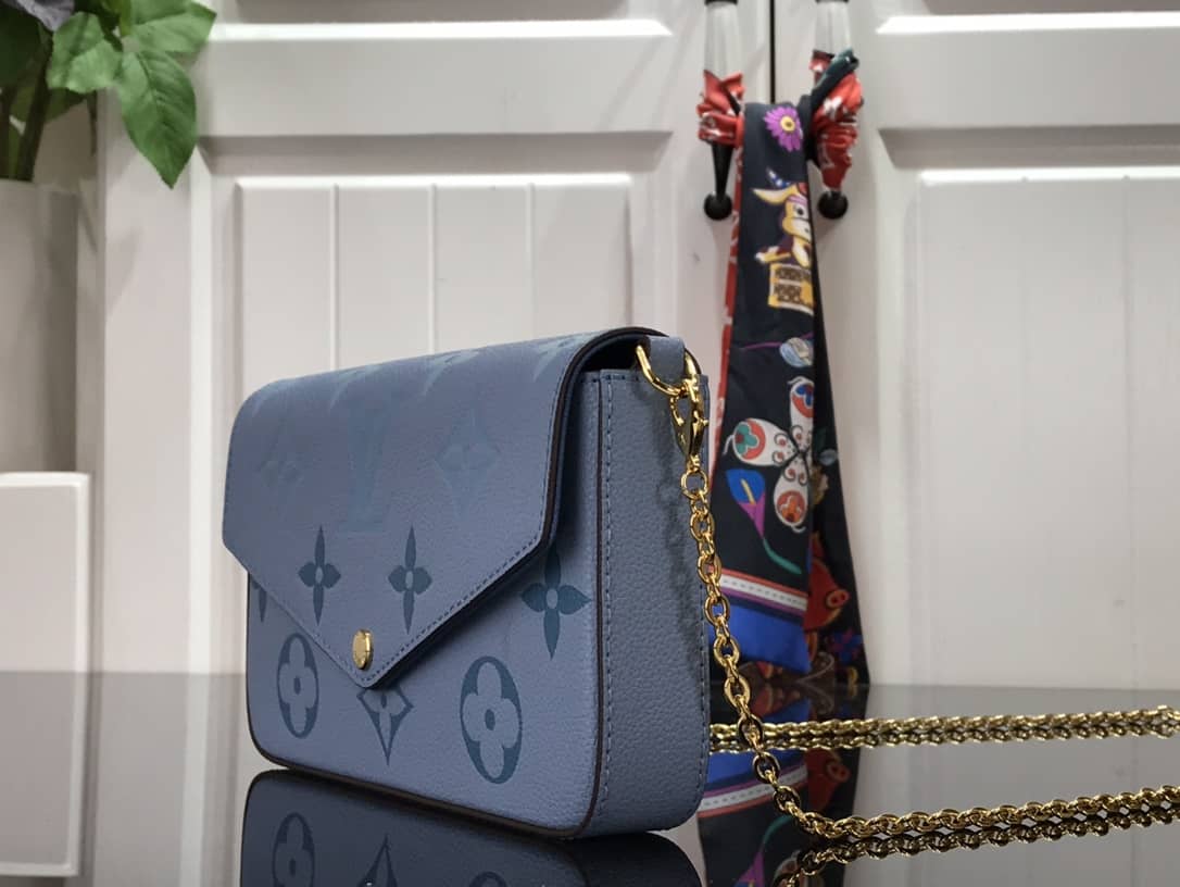 Louis Vuitton Monogram Pochette Felicie Replica Bag Blue M80498 - DEEPREPS