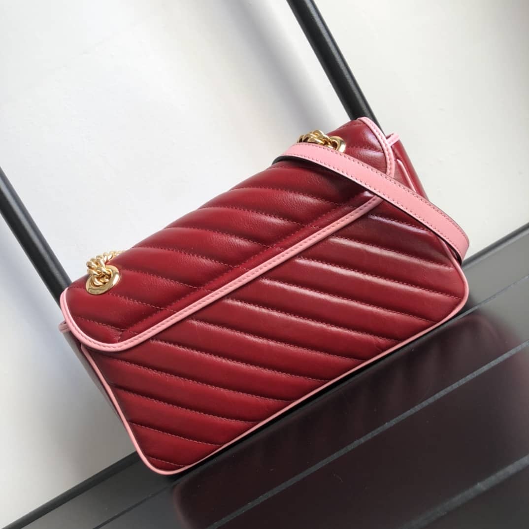 Gucci GG Marmont Matelasse Shoulder Bag Replica Red 443497 - DEEPREPS