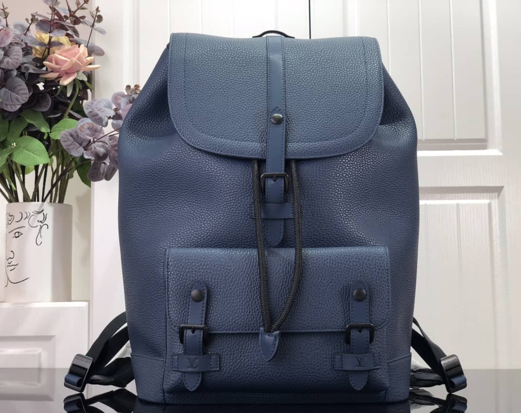 Louis Vuitton Christopher Slim Taurillon Leather Blue M58644 Replica Backpack - DEEPREPS