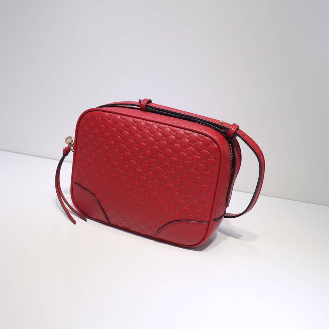 Gucci Bree Guccissima GG Leather Canvas Camera Bag Replica Red 449413 - DEEPREPS