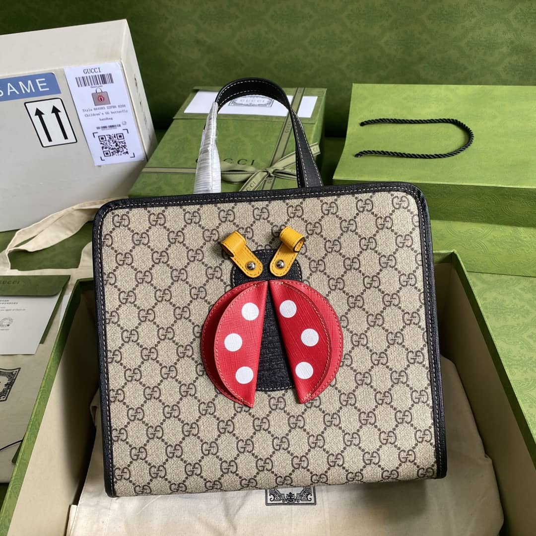 Gucci GG Supreme Children Ladybug Canvas Tote Replica 664083 - DEEPREPS