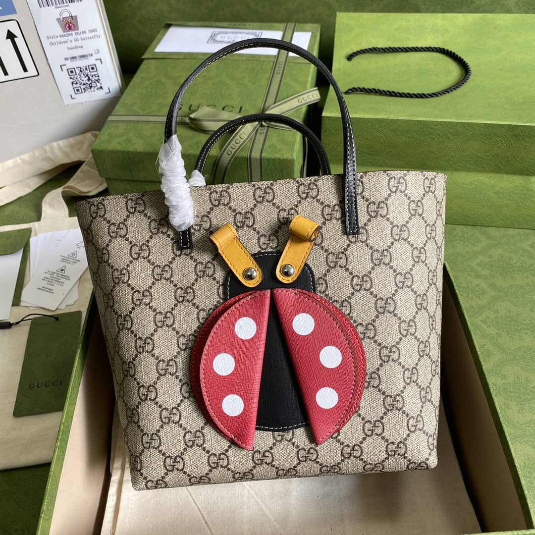 Gucci GG Supreme Children Ladybug Canvas Tote Replica 666288 - DEEPREPS