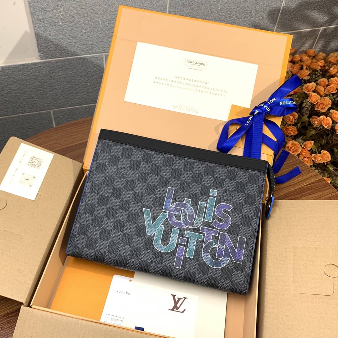 Louis Vuitton Voyage MM Damier Graphite Replica Pochette N60308 - DEEPREPS