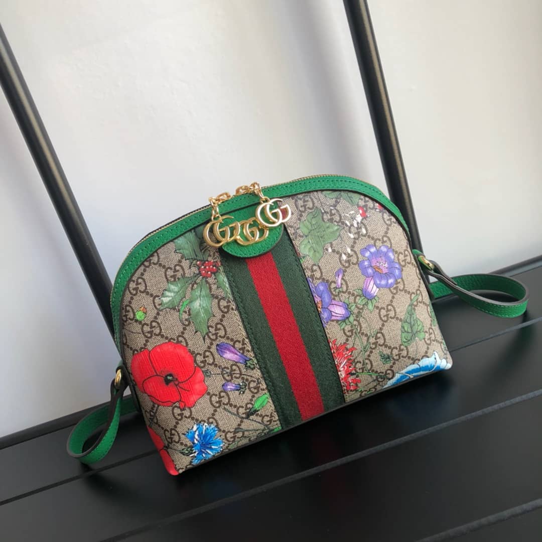 Gucci GG Supreme Ophidia Small Rounded Top Shoulder Bag Replica Green 499621 - DEEPREPS