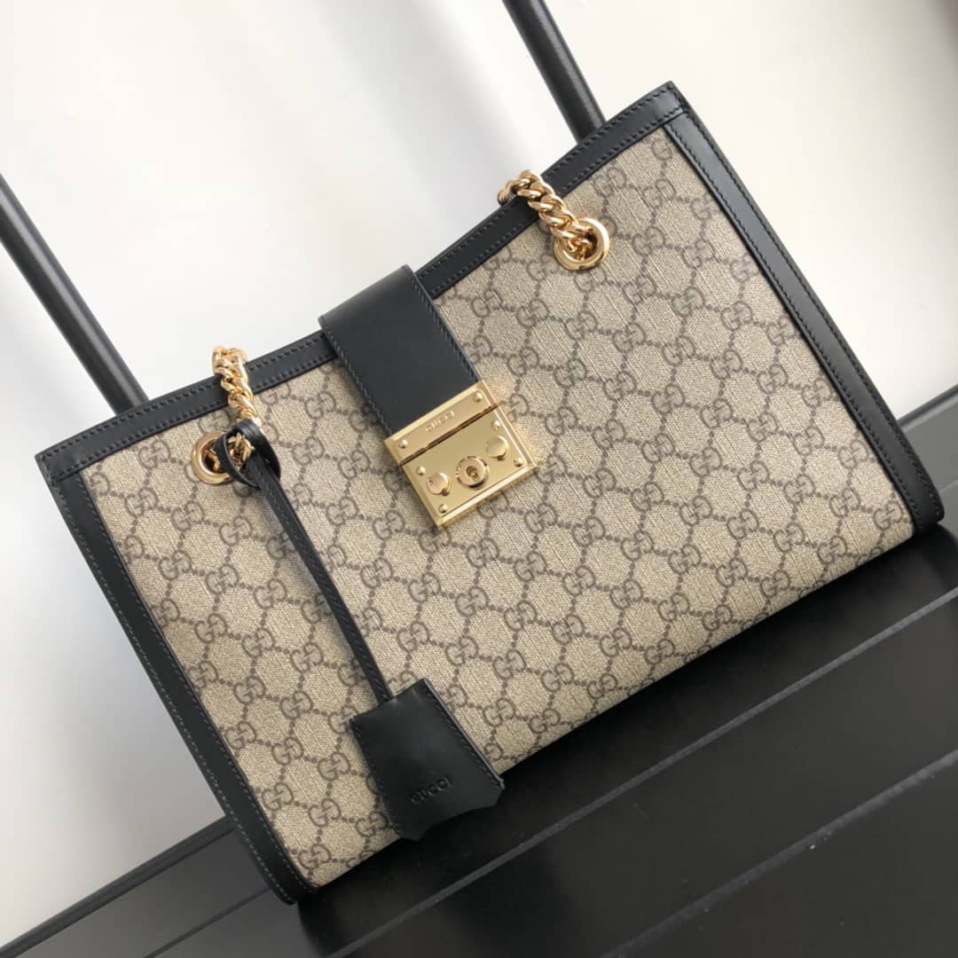 Gucci Padlock Medium GG Supreme Shoulder Bag Replica Brown Black 479197 - DEEPREPS