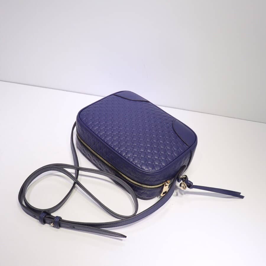 Gucci Bree Guccissima GG Leather Canvas Camera Bag Replica Blue 449413 - DEEPREPS